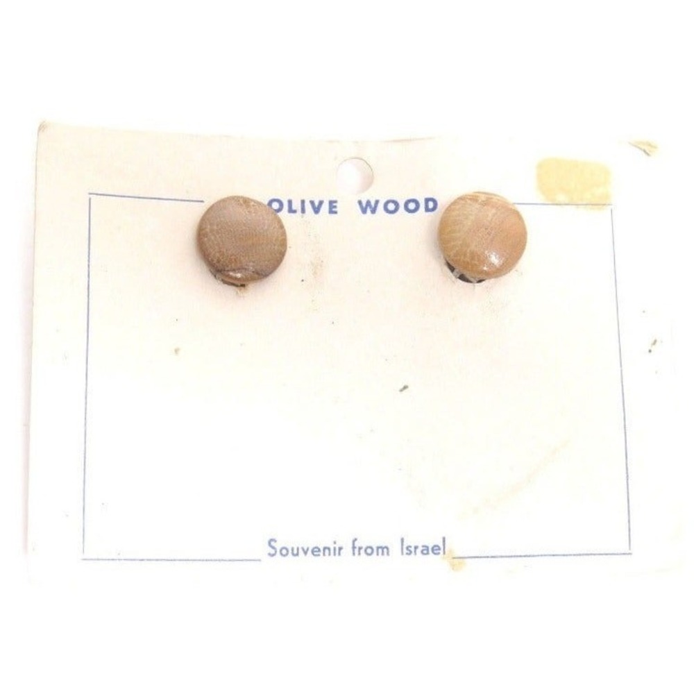 Olive Wood‎ Israel 19mm Clip-on Earrings